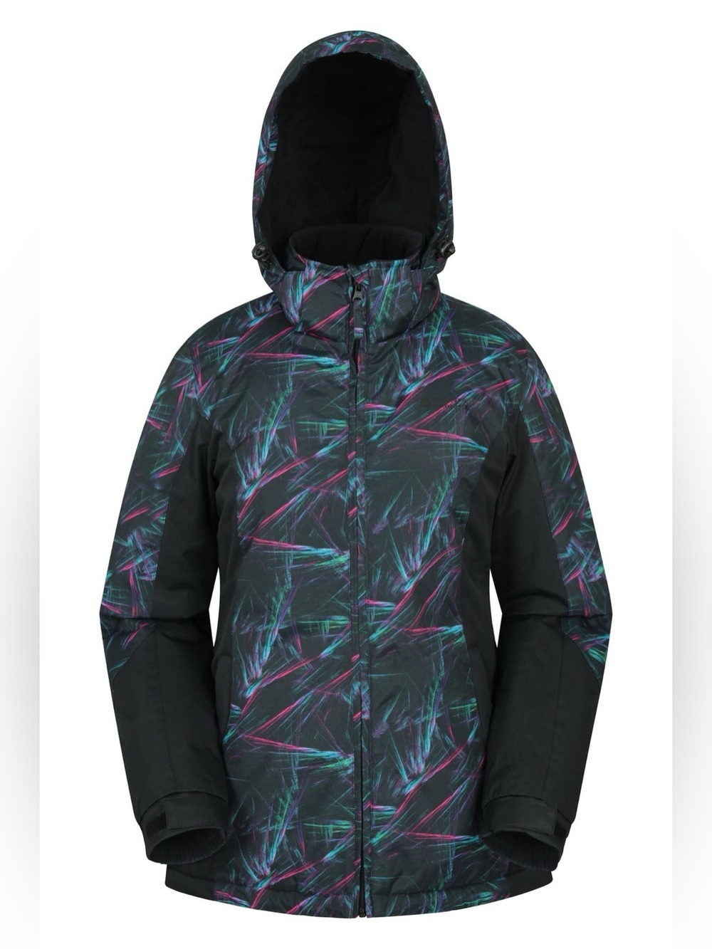 Mountain Warehouse Dawn Ski Jacket Black Neon Print Hooded Womens US 6